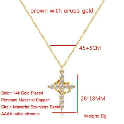 Rotatable Cross Crown Necklace