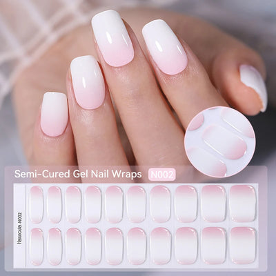 20 Tips Gradient French Semi-Cured Gel Nail Sticker